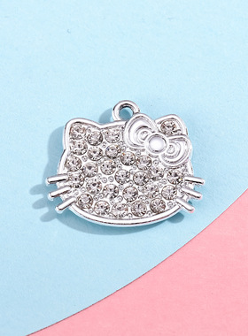 猫咪配饰挂件吊坠欧美风滴油镶钻合金饰品小配件diy手链服饰手链