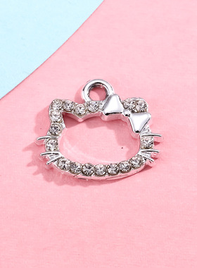 带钻凯蒂猫挂件头像框合金吊坠diy配饰手链服饰项链材料饰品配件