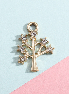 许愿树挂件配饰简约镶钻小吊坠合金饰品配件diy时尚个性树枝手链
