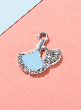 银杏叶子挂件配饰滴油镶钻吊坠合金饰品配件diy项链手链服饰材料