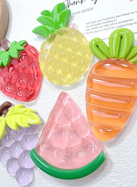 新款超大号夜光亮面仿真水果diy手工盲袋洞洞鞋发夹树脂饰品配件