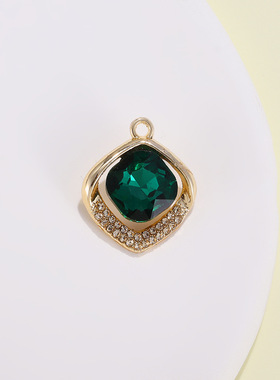 彩色菱形挂件配饰锆石水晶水钻吊坠合金配件diy耳环手链项链材料