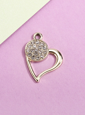 圆爱心配饰挂件吊坠简约镂空镶钻合金饰品小配件diy手链项链服饰