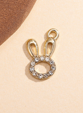 兔子头挂件配饰简约镶钻吊坠欧美风合金饰品配件diy手链项链服饰