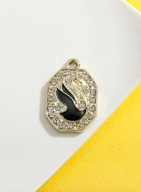 天鹅挂件配饰镶钻小吊坠欧美风滴油合金饰品配件diy手链项链服饰