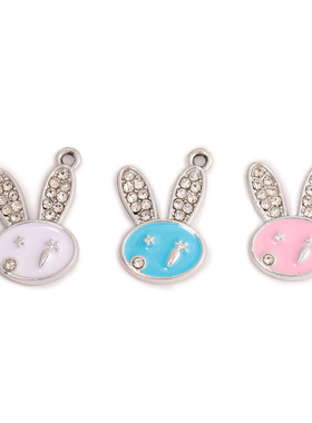 小兔子挂件配饰滴油镶钻小吊坠合金配件diy手链钥匙扣项链钥匙扣