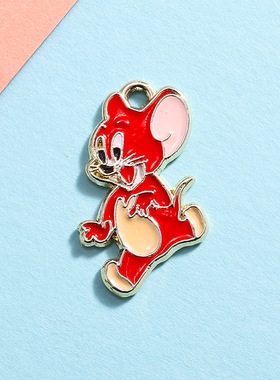 老鼠吊坠汤姆杰瑞挂件配饰卡通滴油合金饰品配件diy手链项链服饰