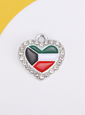 国旗四叶草挂件配饰五角星吊坠圆形蝴蝶爱心滴油镶钻合金diy手链