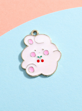 爆米花兔子吊坠配饰挂件卡通滴油合金饰品小配件DIY手链项链服饰