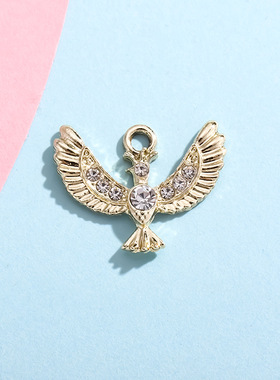 小鸟挂件配饰飞鸟吊坠简约镶钻合金电镀饰品配件diy手链项链服饰