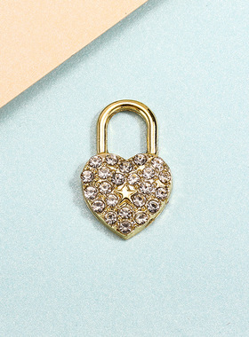 爱心钥匙挂件配饰锁小吊坠镶钻合金饰品配件diy手链项链服饰材料