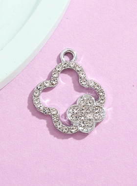 四叶草吊坠镶钻挂件配饰合金饰品配件diy项链手链服饰钥匙扣材料