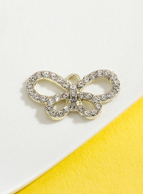 镂空蝴蝶结挂件镶钻蝴蝶小吊坠合金diy饰品配件手链服饰项链材料