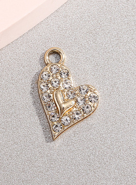 心形挂件配饰爱心镶钻吊坠简约合金饰品配件diy手链项链服饰材料