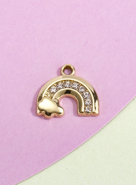 彩虹挂件配饰云朵吊坠简约镶钻合金小配件diy手链项链服饰钥匙扣