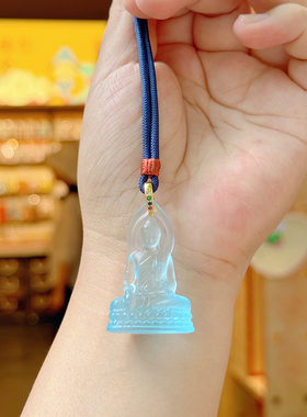 杭州灵隐文创药师拜拜古法琉小璃药师fo立体新中式吊坠项链5033