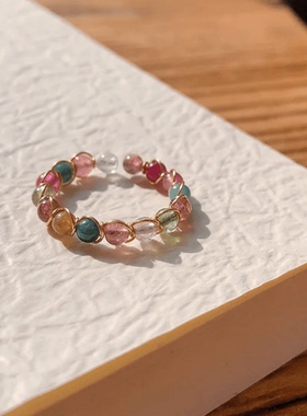 可调七彩碧开口戒xi材质