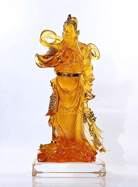 非遗古法琉璃关公财神禅意摆件