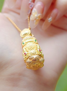 杭州灵隐琉璃花开见佛微镶宝瓶款吊坠佛龛多功能彩钻锆石项链