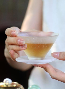 杭州景区文创琉璃斗笠杯琉璃茶杯主人杯托杯垫功夫茶具礼盒品茗杯