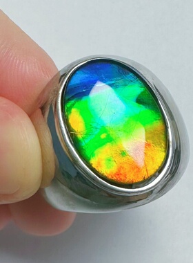 男款固定圈口扳指天然加拿大斑彩石