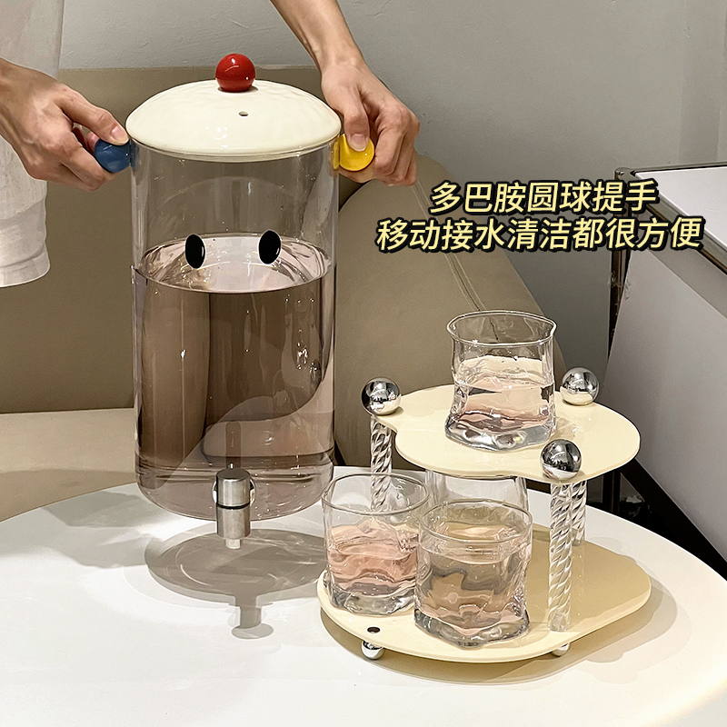 高颜值冷水壶家用果茶饮料冷水桶夏季冰箱大容量带龙头储水冰水壶 - 图2