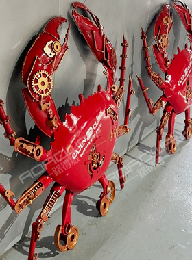 海鲜餐厅工业风金属螃蟹雕塑挂饰