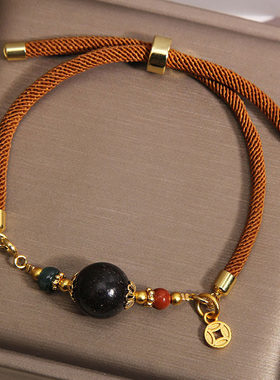 新中式棕绳编织合香珠手链新款民族风国风轻奢小众手串送闺蜜礼物