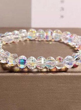 高级感超闪白色切面水晶手链女款轻奢小众简约百搭手串送闺蜜礼物