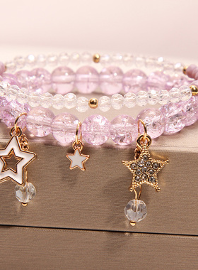 韩版简约星星双层爆花小清新手链