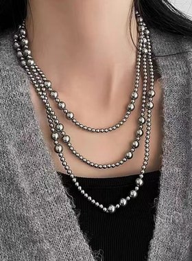 高级多麻银灰色珍珠施家珍珠项链
