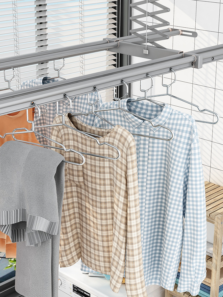 衣架不锈钢防风衣架弹簧钩实心加粗衣架阳台防盗网穿孔升降晾衣架,淘宝优惠券,粉丝福利购,淘宝优惠卷
