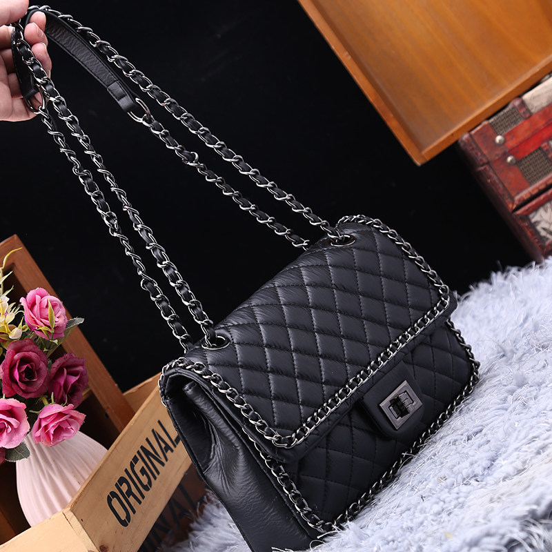 真皮女包2025新款欧乐诗正品时尚菱格牛皮链条包百搭单肩斜挎大包,淘宝优惠券,粉丝福利购,淘宝优惠卷