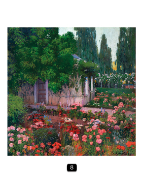 圣地亚哥鲁西诺油画风景庭院花园植物花卉油画布画芯自粘画贴画