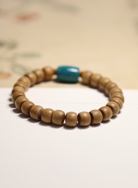 天然精品印度老山檀香老绿松石手串手链