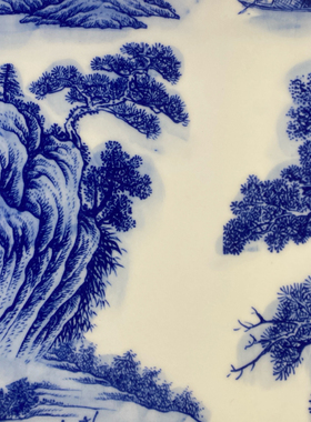 景德镇名家手绘红木镶瓷板画青花山水溪山烟云挂屏陶瓷装饰画挂画