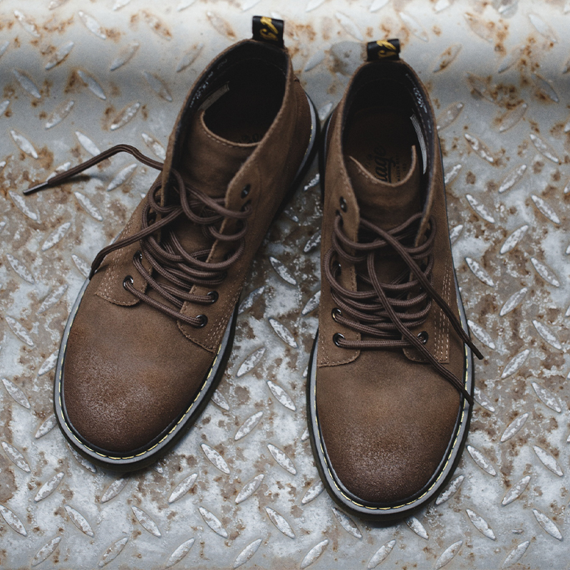 2023夏季工装靴中帮复古沙漠靴高帮美式棕色户外男鞋皮短靴马丁靴 - 图2