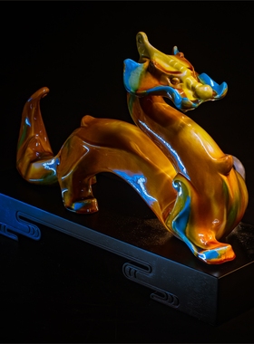 三彩艺陶瓷装饰摆件送礼新中式