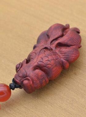 非洲紫檀吊饰红木年年有余护身符