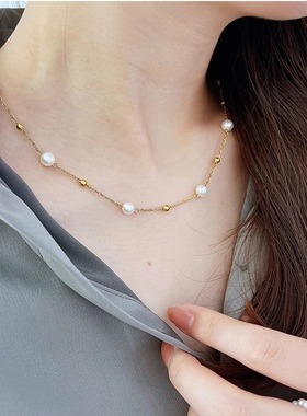 骄阳伴我简冰白百何同款满天星珍珠项链高级感时尚小众锁骨颈链女