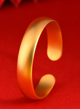 黄金色沙金古法开口宽手镯传承工艺国潮新中式饰品送妈妈礼物