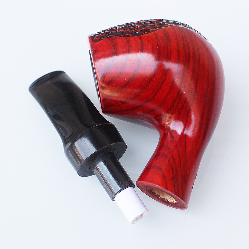 经典花梨木短吻刻花烟斗 生日赠品烟丝斗 SD-517 父亲节高端礼物 - 图1