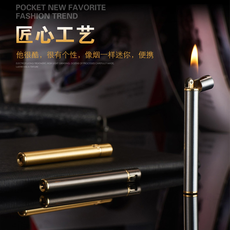 刘艳平PL160圆柱打火机创意砂轮明火打火机跨境lighter - 图1