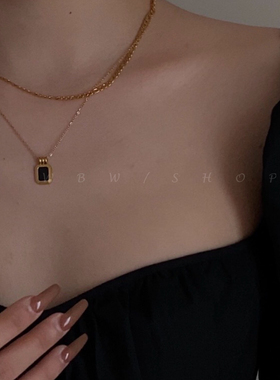 wbw双层叠戴小众设计吊坠18k链条