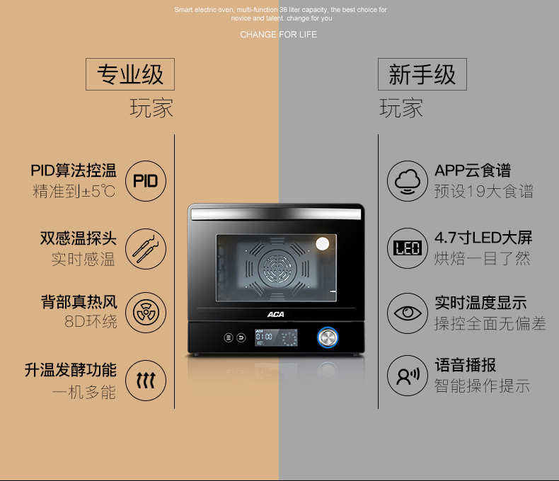 aca北美电器官方旗舰店ACA北美电器电烤箱烤家用小型家庭多功能全自动烘焙机商用大容量1