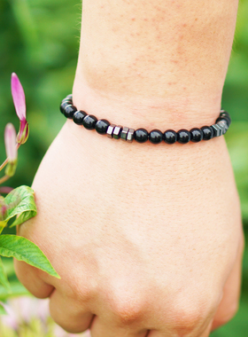 LD原创手工手链黑曜石