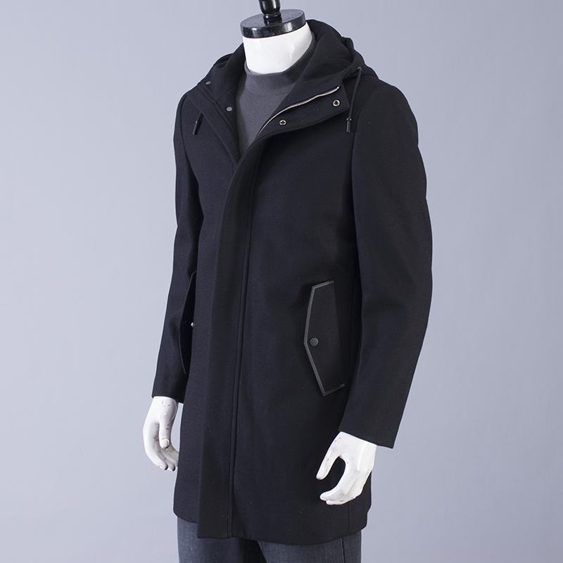 风衣男中长款冬季长款连帽大衣秋冬韩版休闲修身男士披风工装外套,淘宝优惠券,粉丝福利购,淘宝优惠卷
