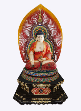 三宝佛木雕佛像寺院释迦牟尼佛 阿弥陀佛像药师佛像摆件 圣造