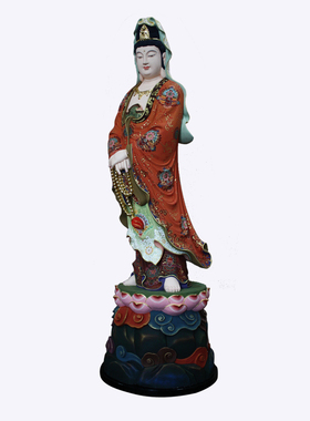 木雕持珠观音佛像念珠观世音居家客厅家用摆件定制 圣造