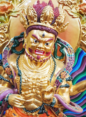 藏传黄铜五路财神铜雕五色财神黄白黑绿财神爷定制 圣造